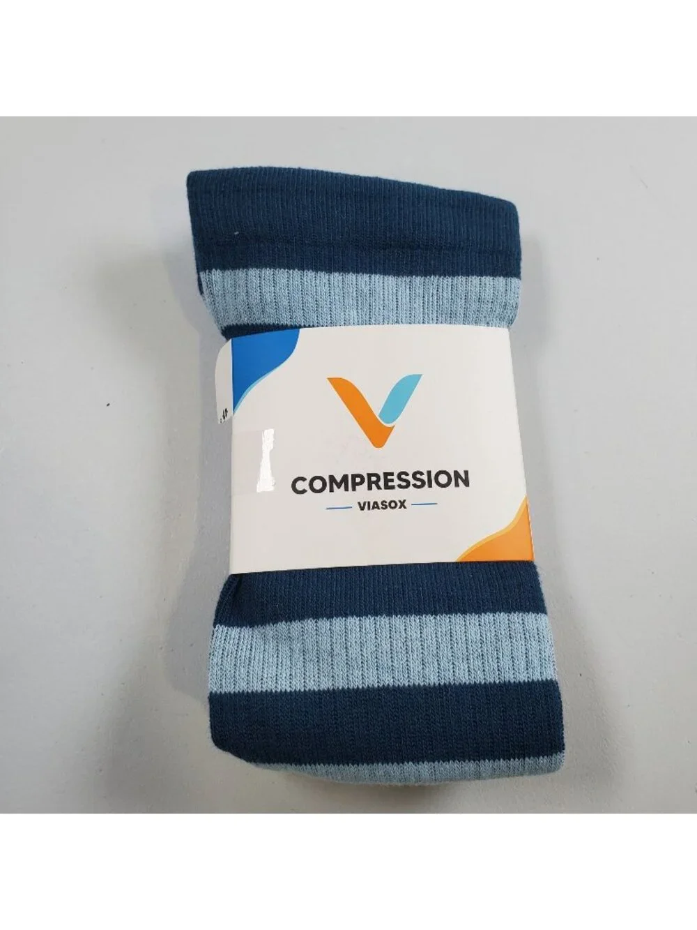 Viasox Easy Stretch Compression Socks Women Size S - M NWT Blue Bamboo Blend